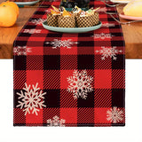 1pc Festive Christmas Linen Table Runner - Table Runners for Holiday Decor, Kitchen Dining Room Scene Decoration, Party Supplies, Gift Ideas, and Atmosphere Decoration