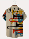 2025 kkboxly  Trendy Plus Size Men's Music Instrument Shirt - Loose Fit Button Down Top for Summer