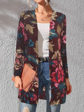 kkboxly  Floral Print Lightweight Jacket, Casual Open Front Long Sleeve Outerwear For Spring & Fall, Women's Clothing