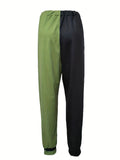 kkboxly  Ribbon Design, Men's Color Contrast Drawstring Trendy Comfy Jogger Pants
