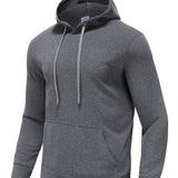 kkboxly  Men's Solid Color, Pocket Drawstring, Thermal Hoodie