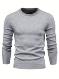 kkboxly  Men's Casual Knitted Sweater - Warm and Stretchy Crew Neck Pullover for Fall and Winter