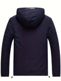 kkboxly  Trendy Windbreaker Hooded Jacket, Men's Casual Zip Up Jacket Coat For Spring Fall Outdoor Activities