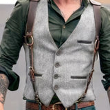 kkboxly  Retro Elegant Solid Color Single Breasted Male Vest Tuxedo Suit Vest For Men