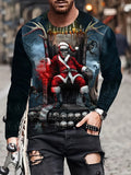 kkboxly  Christmas Pattern Print, Men's Graphic Design Crew Neck Active T-shirt, Casual Comfy Tees Tshirts For Summer, Men's Clothing Tops For Daily Gym Workout Running