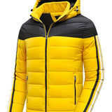 kkboxly  kkboxly  Warm Winter Detachable Hooded Jacket, Men's Casual Patchwork Zip Up Winter Jacket For Fall Winter Outdoor