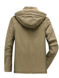 kkboxly  Men's Cargo Jacket Warm Coats Fleece Lined Military Jackets Cotton With Removable Hood