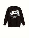 kkboxly Letter Print Crew Neck Pullover Sweater, Long Sleeve Knitted Sweater For Fall, Women's Clothing