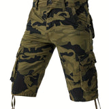 Men's Cotton Casual Multi Pocket Outdoor Camouflage Cargo Shorts No Belt