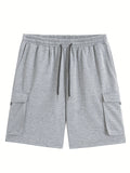 kkboxly  Plus Size Men's Relaxed Fit Cargo Shorts With Pockets, Oversized Casual Drawstring Shorts For Big And Tall Guys