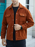 kkboxly  Men's Casual Chest Pocket Button Up Shirt Jacket For Fall Winter