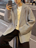 kkboxly  Men's Chic Houndstooth Print Blazer, Men's Casual Shawl Collar Suit Jacket For Business Banquet Party Dinner