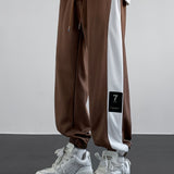 kkboxly  Chic Color Block Joggers, Men's Casual Stretch Waist Drawstring Sports Pants Sweatpants
