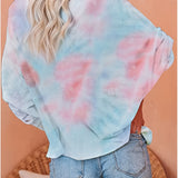 kkboxly  Tie Dye Long Sleeved T-shirts, Comfort Loose Crew Neck Active Comfort Sweatshirt, Women's Clothing