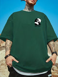 kkboxly  Plus Size Men's Casual Graphic Tees For Summer, "Cute Panda" Print Crew Neck Oversized T-shirts, Trendy Chic Outfit Men's Clothings