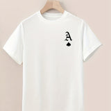 kkboxly  Spade A Print, Men's Graphic T-shirt, Casual Comfy Tees For Summer