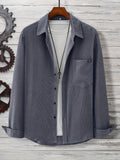 kkboxly  Plus Size Men's Olid Textured Shirt For Spring/autumn, Long Sleeve Oversized Shirt For Males, Men's Clothing