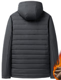 kkboxly  Men's Warm Fleece Hooded Jacket, Casual Windproof Jacket With Zipper Pockets For Fall Winter