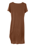 Cut Out Drawstring Dress, Sexy Bodycon Split Short Sleeve Dress, Women's Clothing