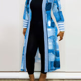kkboxly  Plus Size Colorblock Longline Coat, Women's Plus Slight Stretch Casual Trench Coat