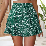 kkboxly  Floral Print Ruffle Hem Shorts, Casual Shorts For Spring & Summer, Women's Clothing