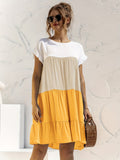 kkboxly Women's Summer Dress: Color Block Ruffle Sleeve Mini Dress - Look Flawless & Feel Fabulous!