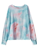 kkboxly  Tie Dye Long Sleeved T-shirts, Comfort Loose Crew Neck Active Comfort Sweatshirt, Women's Clothing