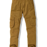 kkboxly Men's Stylish Comfy Solid Joggers With Pockets, Active Breathable Slim-fit Men's Bottom Clothing For City Walk Street Hanging Outdoor Activities