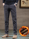 kkboxly  Plus Fleece Men's Corduroy Comfy Long Pants With Pockets, Fall Winter Outdoor