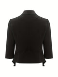 Solid Shawl Collar Blazer, Elegant Open Front Work Office Outerwear, Women's Clothing