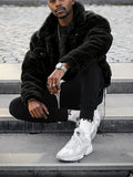 kkboxly  Men's Trendy Polar Fleece Fluffy Coat Warm Jacket Long Coat Outwear Black For Men Winter Autumn Hiphop Style Streetwear