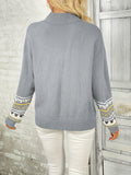 kkboxly  Graphic Print Mock Neck Pullover Sweater, Casual Long Sleeve Sweater For Fall & Winter, Women's Clothing