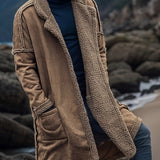 kkboxly Winter Men's Faux Fur Fur Long Coat Gothic Reversible Warm Loose Fit Coat Thick Military Style Windbreaker Trench And Waterproof