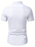 kkboxly  Men's Casual Classic Lapel Button Up Shirts, Solid Color Comfy All-match Top Summer Clothes