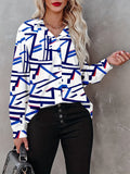 kkboxly  Geo Print Shirt, Casual Button Front Long Sleeve Shirt, Women's Clothing