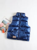 Kids/ Teens Metallic Heavy-Weight Puffer Vest Windproof Padded Sleeveless Gilet Boys And Girls Winter Vest