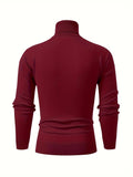 kkboxly  All Match Knitted Thermal Solid Sweater, Men's Casual Warm High Stretch Stand Collar Pullover Sweater For Fall Winter