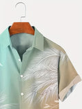2025 kkboxly  Resort Casual Men's Hawaiian Button Up Shirt with Gradient Palm Leaf Print - Comfy Tee Top for Summer Fashion