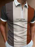 kkboxly  Men's Short Sleeve POPL Lapel Metal Zipper Best Selling Fashionable Men's Clothing