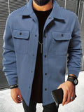 kkboxly  Men's Casual Single Breasted Button Up Shirt Coat For Spring Fall