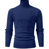 kkboxly  All Match Knitted Thermal Solid Sweater, Men's Casual Warm High Stretch Stand Collar Pullover Sweater For Fall Winter