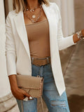 kkboxly  Solid Open Front Blazer, Elegant Lapel Long Sleeve Blazer For Office & Work, Women's Clothing