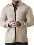 kkboxly  Vintage Waffle Pattern Jacket, Men's Casual Zip Up Jacket Coat College Hipster Windbreaker For Spring Fall