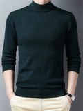 kkboxly  Men's Trendy Solid Knitted Pullover, Casual Mid Stretch Breathable Turtle Neck Base Layer For Outdoor Fall Winter