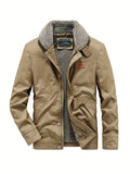 Men's Warm Thick Coat, Casual Cotton Lapel Jacket For Fall Winter