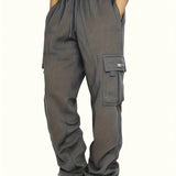kkboxly  Men's Multi Pocket Cargo Pants, Casual Loose Fit Sports Pants