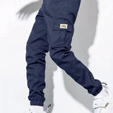 kkboxly  Men's Stylish Casual Multi-Pocket Black Cargo Pants