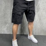 kkboxly Mens Casual Non Stretch Loose Fit Drawstring Cotton Cargo Shorts With Pockets, Male Clothes For Summer