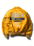 Men's Stylish UOD-19 Graphic Pattern Nylon Jacket With Pockets, Casual Breathable Lapel Zip Up Long Sleeve Outwear For Spring Fall