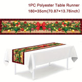 1pc, Christmas Table Runner, Tablecloths, Holiday Decorations, Christmas Party Decor, Table Decor